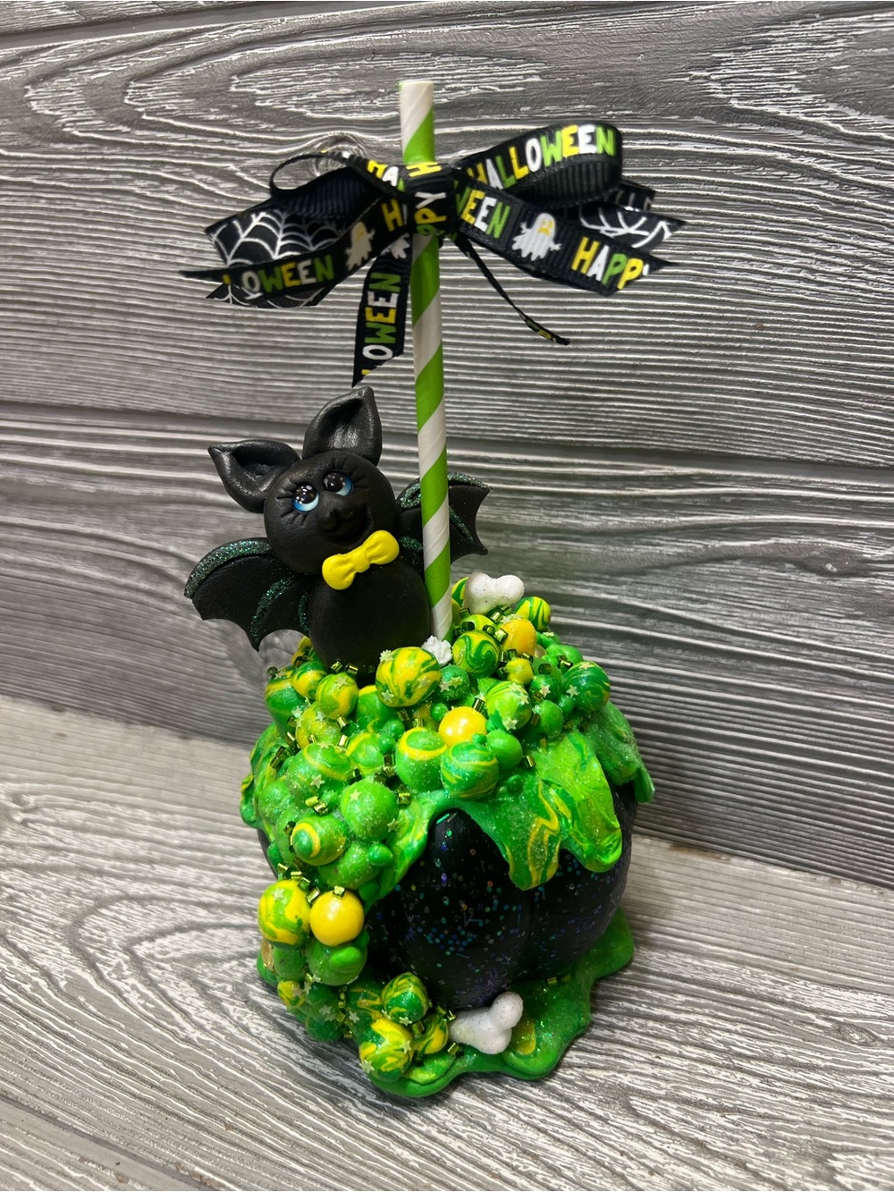 Handmade Faux Bake Foam Clay Halloween Candy Apple